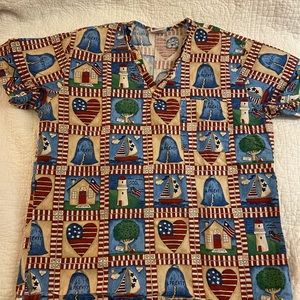Patriotic scrub top